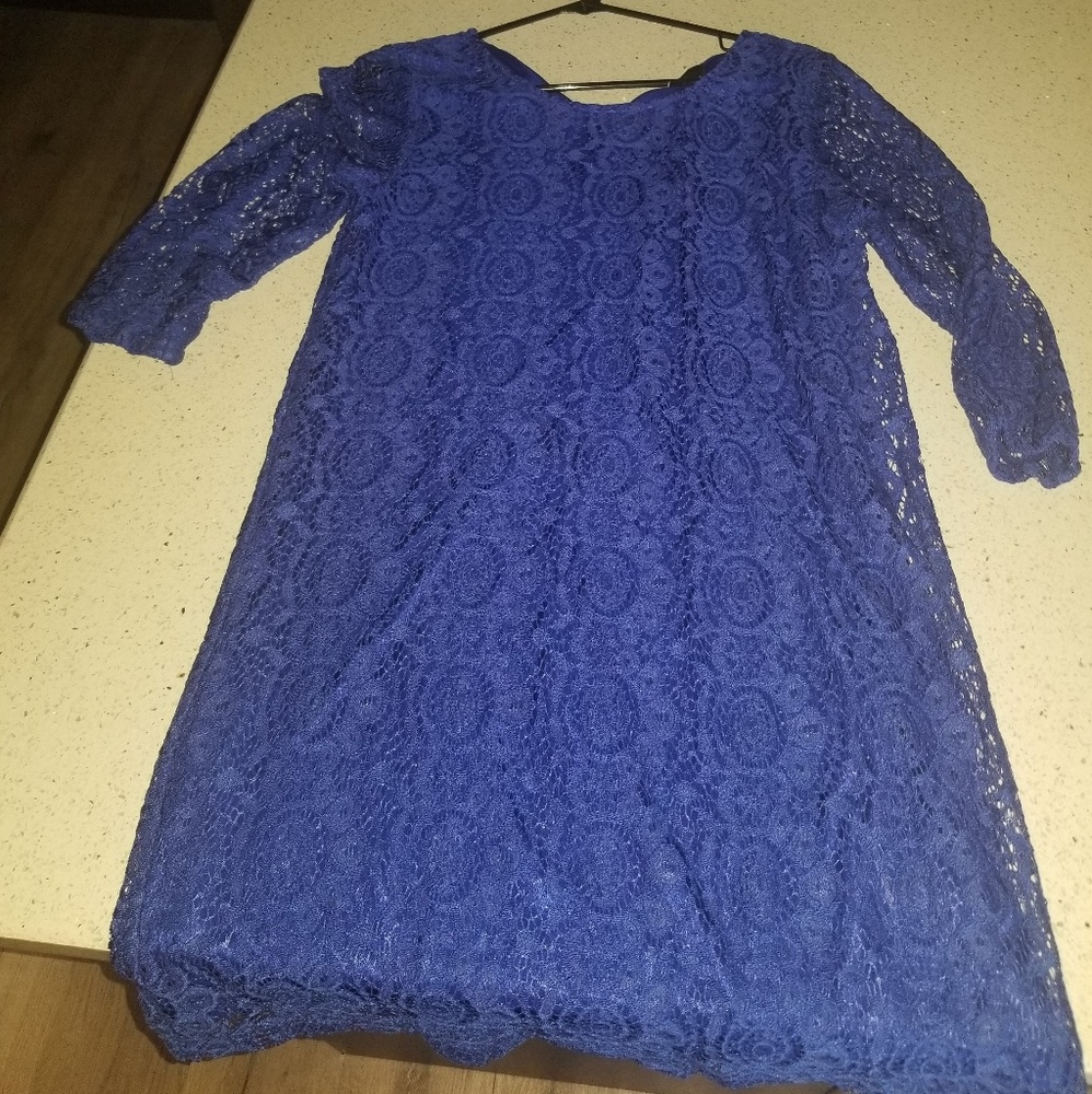 Lace blue quarter sleeve dress brand new